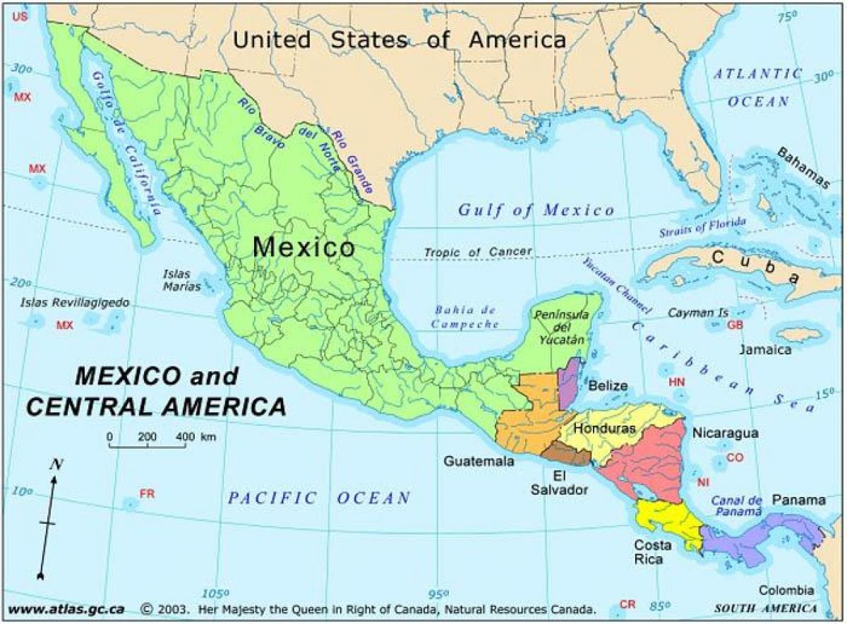 газрын зураг нь Мексик, төв америк