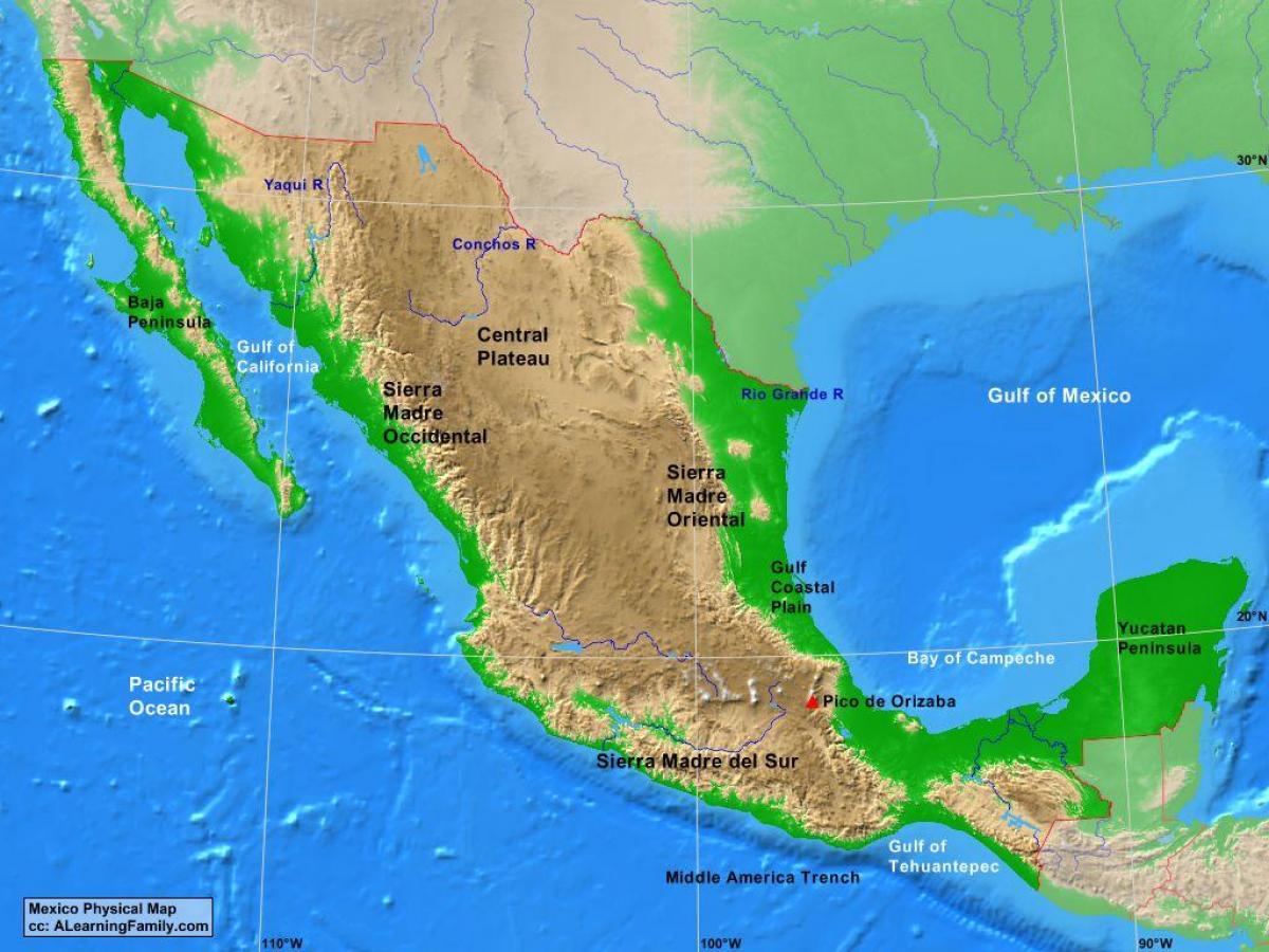 өндөрлөг Мексик газрын зураг